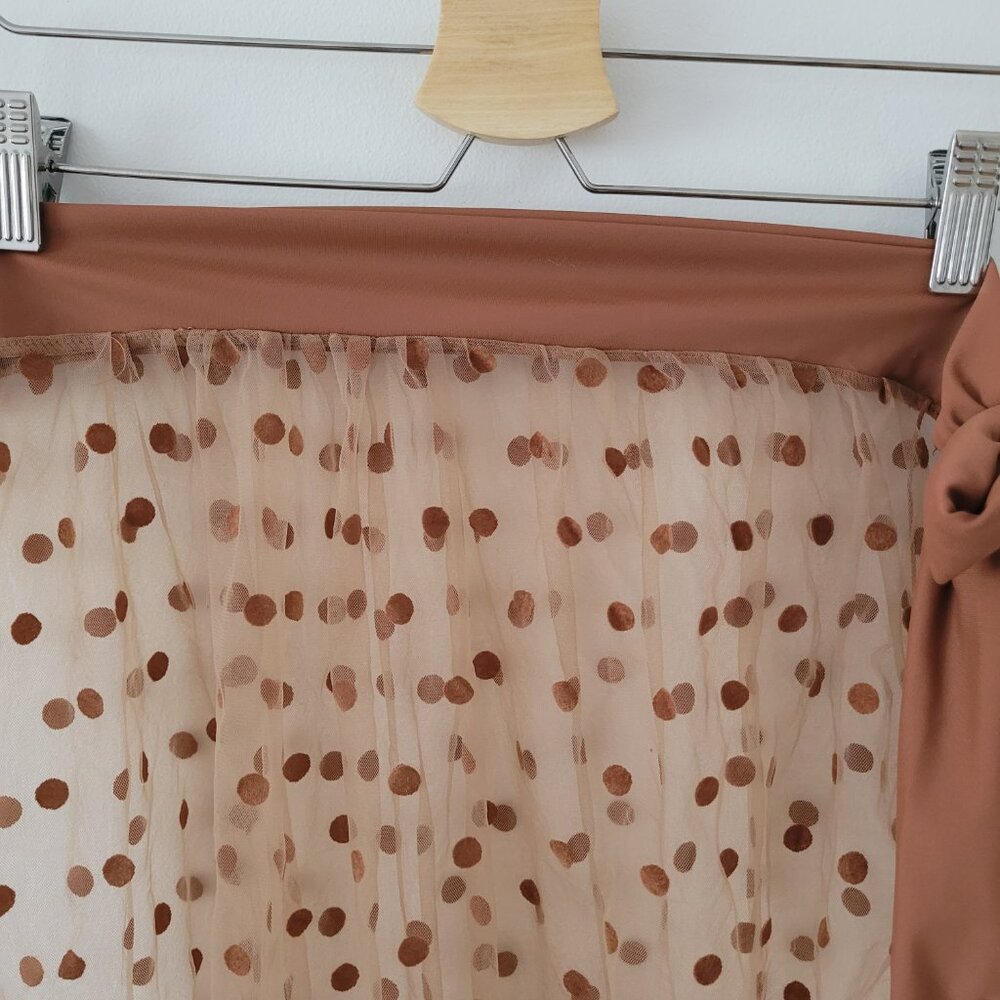 Polka-Dot Cover-Up Sheer Wrap Skirt-Large - Picture 4 of 7